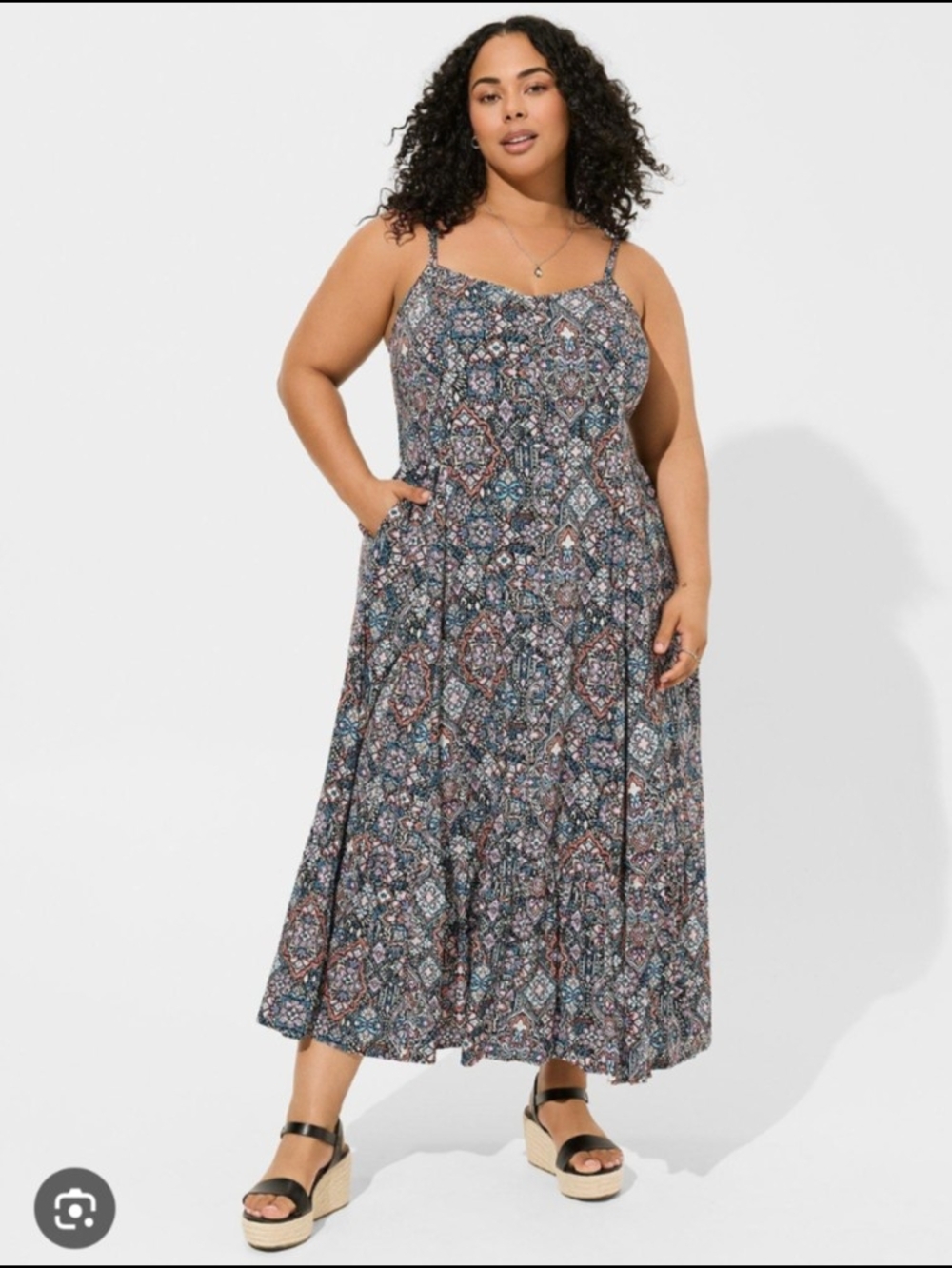 torrid Blue Mosaic Print Spaghetti-Strap Maxi Dress